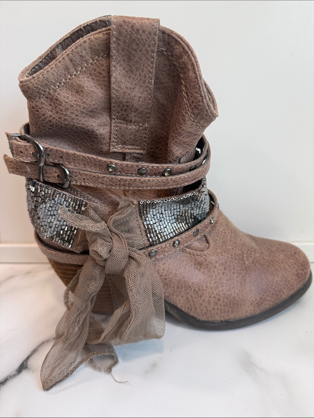 Not Rated Beaded Bow Cowboy Booties Women’s Size 6 - Picture 4 of 7